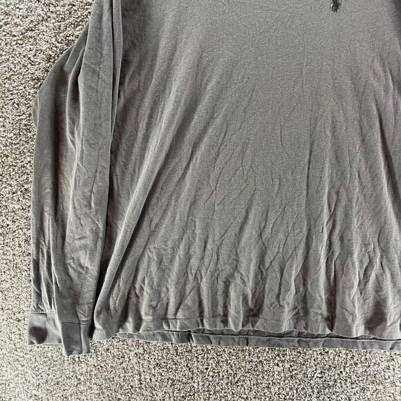 Polo Ralph Lauren Shirt Adult 2XL XXL Gray‎ V Neck Long Sleeve Pony Rugby Logo - Picture 5 of 11